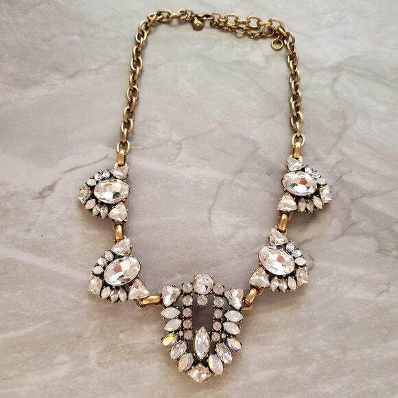 J. Crew Jewelry - ✨ J.Crew Rhinestones Crystals Shield Cluster Antiqued Statement Necklace ✨
